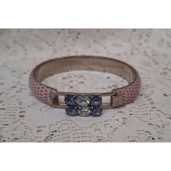 Vintage Manelli Florence Silver & Purple Rhinestone Snake Embossed Bracelet - Picture 1 of 10